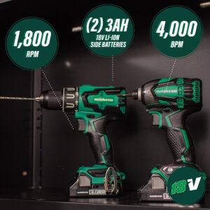 Metabo HPT 18V MultiVolt Hammer Drill and Triple Hammer Impact Driver Cordless Combo Kit | Lifetime Tool Warranty | KC18DBFL2C