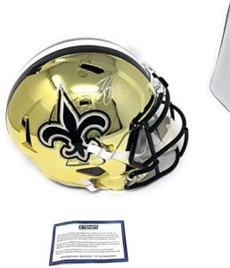 drew brees new orleans saints signed autograph rare chrome full size speed helmet certified