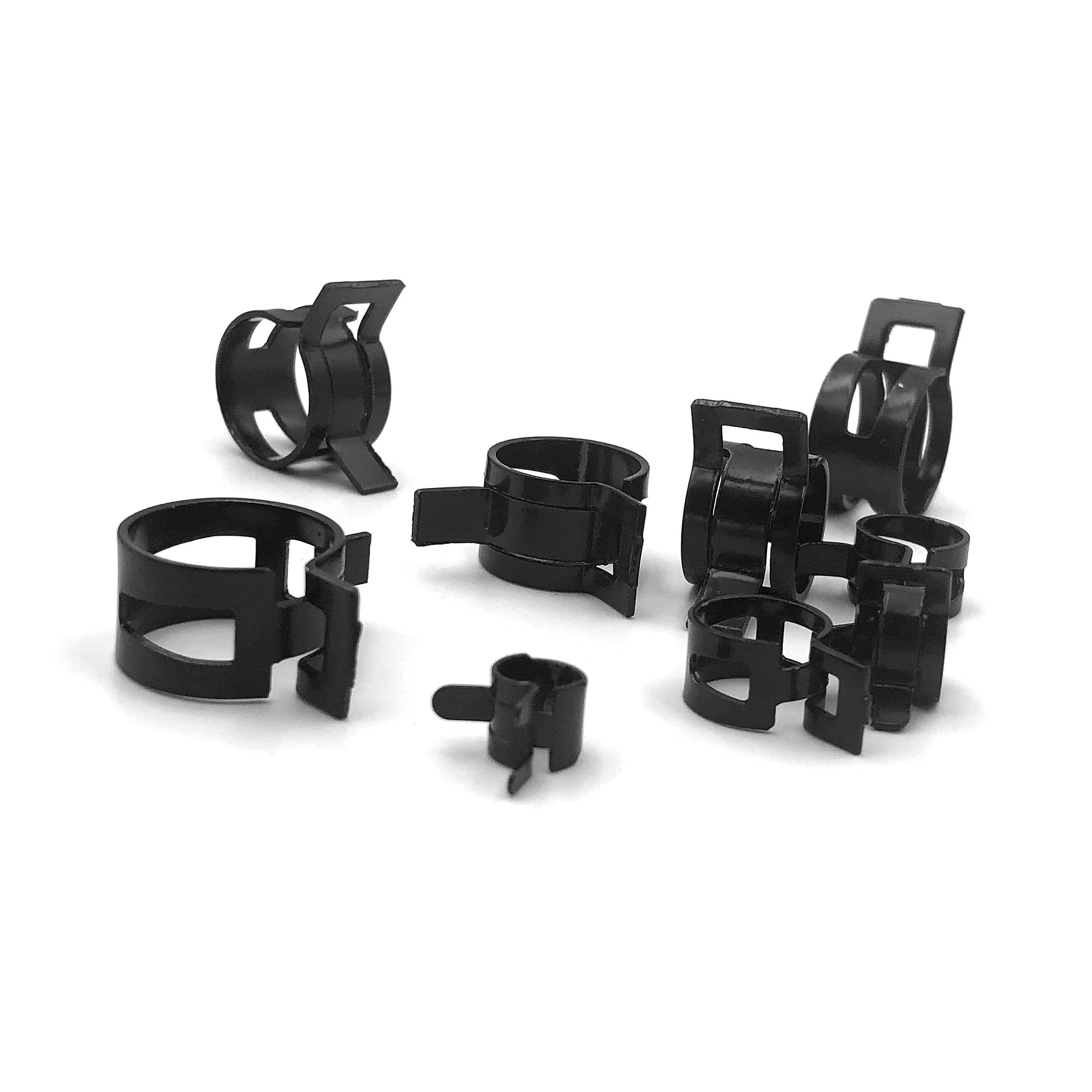 ISPINNER 80pcs Spring Band Type Fuel/Silicone Vacuum Hose Pipe Clamp, 7mm-18mm Low Pressure Air Clip Clamp 7mm 9mm 10mm 11mm 14mm 16mm 17mm 18mm (Black)