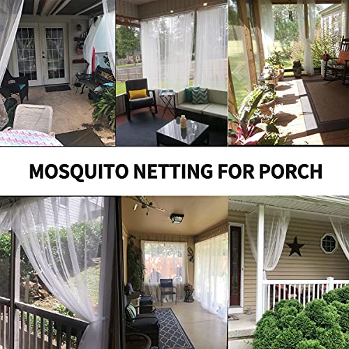 SJHmoo Mosquito Netting Curtains for Porch/Patio/Canopy/Garden, Outdoor Sheer Tulle Curtains Mesh Net, Decoration Netting for Party Wedding Arch Draping&Ceiling Drapes Fabric, White 54x120in