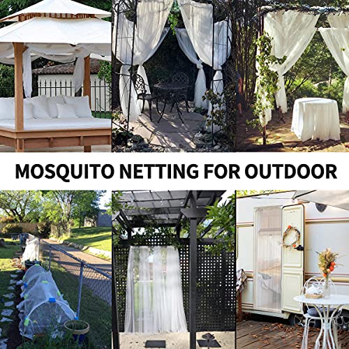 SJHmoo Mosquito Netting Curtains for Porch/Patio/Canopy/Garden, Outdoor Sheer Tulle Curtains Mesh Net, Decoration Netting for Party Wedding Arch Draping&Ceiling Drapes Fabric, White 54x120in