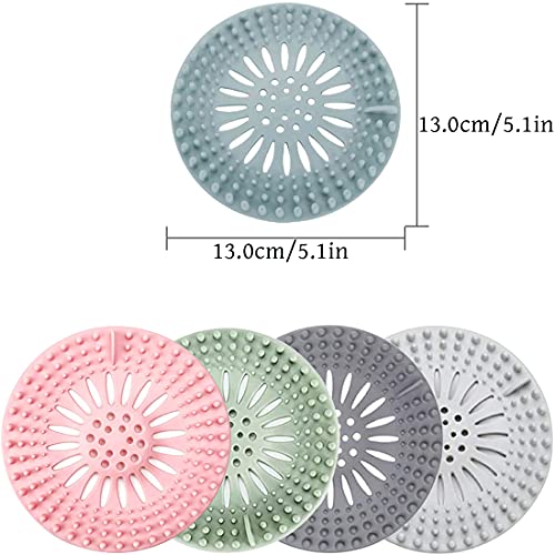 Hair Catcher Rubber Stopper Shower Drain Covers for Bathroom, Bathtub, Handbasin, Tub, Kitchen, Sink, Strainer, Sewer, Plug, Filter, Trap, Home, Drain Protectors, Easy to Install and Clean 5 Pack