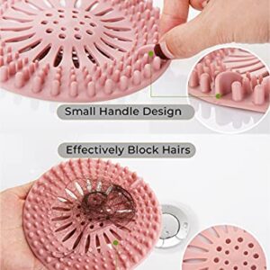 Hair Catcher Rubber Stopper Shower Drain Covers for Bathroom, Bathtub, Handbasin, Tub, Kitchen, Sink, Strainer, Sewer, Plug, Filter, Trap, Home, Drain Protectors, Easy to Install and Clean 5 Pack