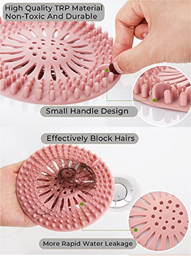 Hair Catcher Rubber Stopper Shower Drain Covers for Bathroom, Bathtub, Handbasin, Tub, Kitchen, Sink, Strainer, Sewer, Plug, Filter, Trap, Home, Drain Protectors, Easy to Install and Clean 5 Pack