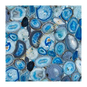 blue agate stone square table top 21" x 21" inch, natural agate table, square coffee table, blue agate table top, square agate stone table, piece of conversation, family heir loom