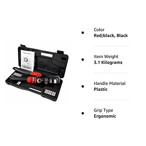 AMZCNC Hydraulic Wire Battery Cable Lug Terminal Crimper Crimping Tool 12 AWG to 00 (2/0) Electrical Terminal Wire Crimping Plier Kit,Marked with AWG