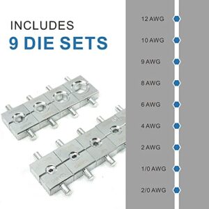 AMZCNC Hydraulic Wire Battery Cable Lug Terminal Crimper Crimping Tool 12 AWG to 00 (2/0) Electrical Terminal Wire Crimping Plier Kit,Marked with AWG