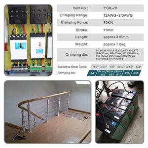 AMZCNC Hydraulic Wire Battery Cable Lug Terminal Crimper Crimping Tool 12 AWG to 00 (2/0) Electrical Terminal Wire Crimping Plier Kit,Marked with AWG