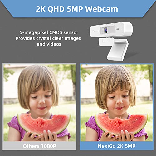 NexiGo Zoom Certified, N940P 2K Zoomable Webcam with Remote and Software Controls | Sony Starvis Sensor | 1080P@ 60FPS | 3X Zoom in | Dual Stereo Microphone, for Zoom/Skype/Teams/Webex (White)