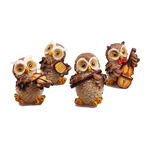 SMANSNAY Owl Decor Statue, Home Office Ornaments, Cute Owl Figurines for Home Decoration, Great Owl Gifts for Women, Boys, Girls(Pack of 4)