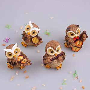 SMANSNAY Owl Decor Statue, Home Office Ornaments, Cute Owl Figurines for Home Decoration, Great Owl Gifts for Women, Boys, Girls(Pack of 4)