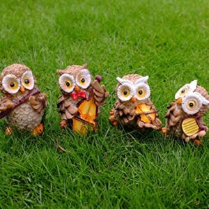 SMANSNAY Owl Decor Statue, Home Office Ornaments, Cute Owl Figurines for Home Decoration, Great Owl Gifts for Women, Boys, Girls(Pack of 4)