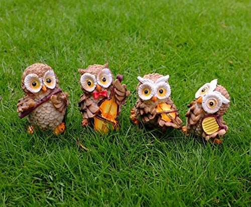 SMANSNAY Owl Decor Statue, Home Office Ornaments, Cute Owl Figurines for Home Decoration, Great Owl Gifts for Women, Boys, Girls(Pack of 4)