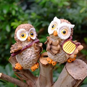 SMANSNAY Owl Decor Statue, Home Office Ornaments, Cute Owl Figurines for Home Decoration, Great Owl Gifts for Women, Boys, Girls(Pack of 4)