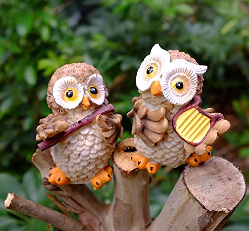 SMANSNAY Owl Decor Statue, Home Office Ornaments, Cute Owl Figurines for Home Decoration, Great Owl Gifts for Women, Boys, Girls(Pack of 4)