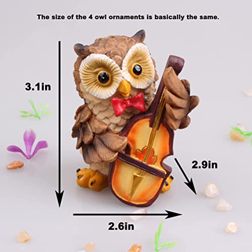 SMANSNAY Owl Decor Statue, Home Office Ornaments, Cute Owl Figurines for Home Decoration, Great Owl Gifts for Women, Boys, Girls(Pack of 4)