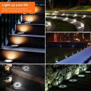 Solar Ground Lights Christmas, 12Pack 10LED Solar Lights Outdoor Solar Pathway Lights, Waterproof In-Ground Solar Garden Lights LED Landscape Lighting for Pathway Walkway Patio Yard Lawn Driveway