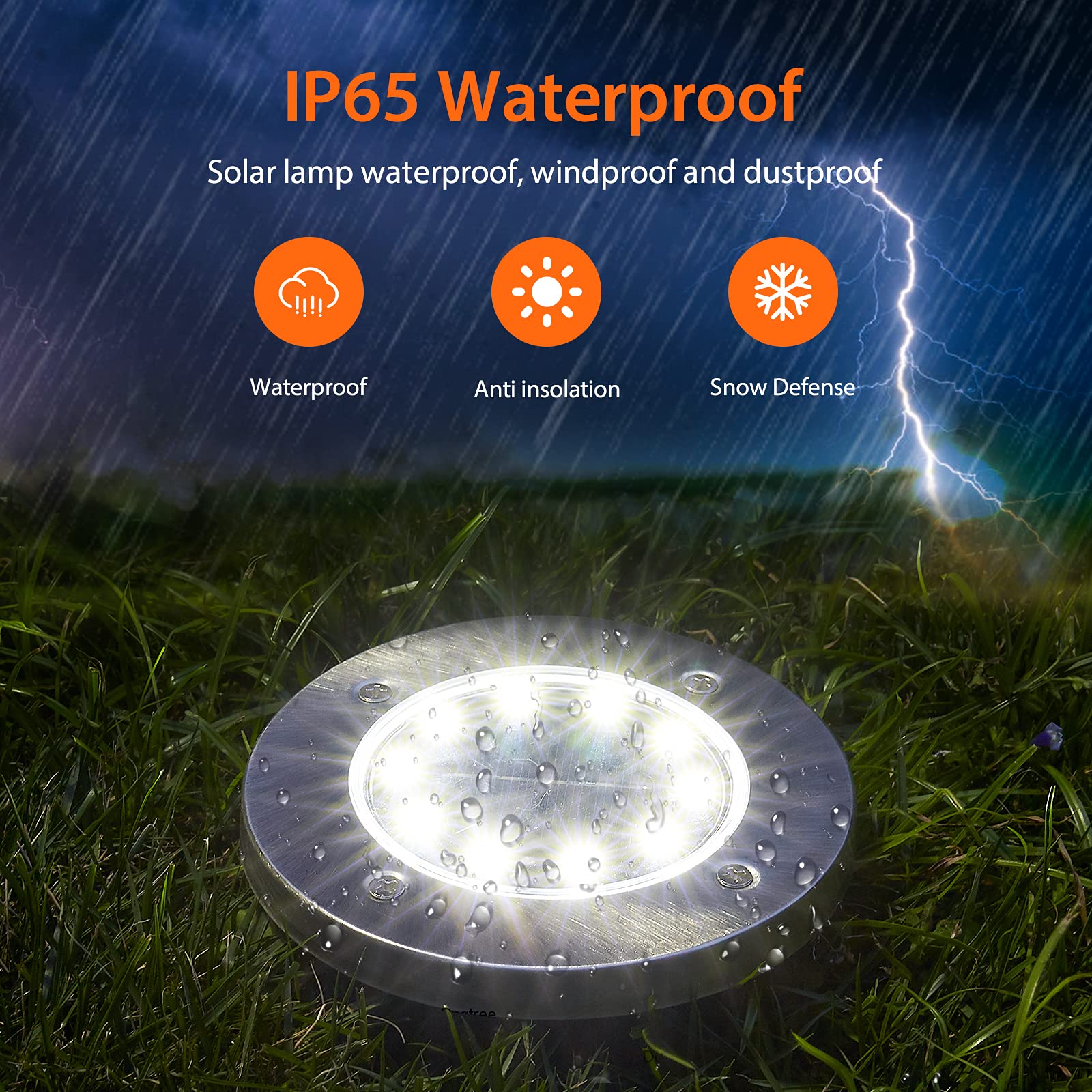 Solar Ground Lights Christmas, 12Pack 10LED Solar Lights Outdoor Solar Pathway Lights, Waterproof In-Ground Solar Garden Lights LED Landscape Lighting for Pathway Walkway Patio Yard Lawn Driveway