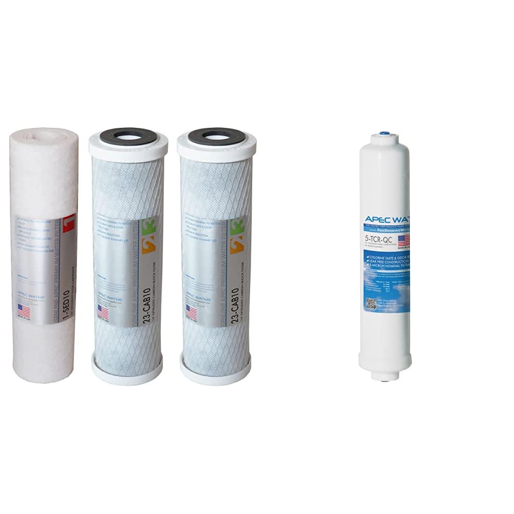 APEC Water ULTIMATE Series Replacement Filter Set for RO Systems + APEC Inline Carbon Filter