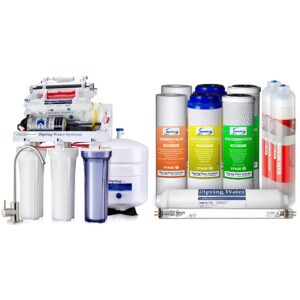 ispring 7-stage alkaline mineral uv reverse osmosis water filtration system bundle with replacement filters