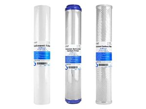 standard three stage water filter replacement kit 20" sediment, carbon, gac