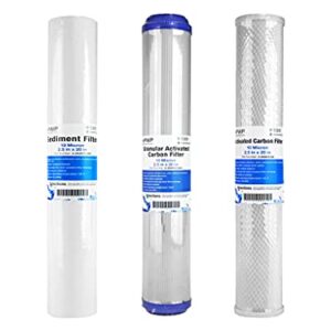 Standard Three Stage Water Filter Replacement Kit 20" Sediment, Carbon, GAC