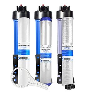 Three Stage 20" Filtration Kit with Sediment, GAC and Carbon Cartridges