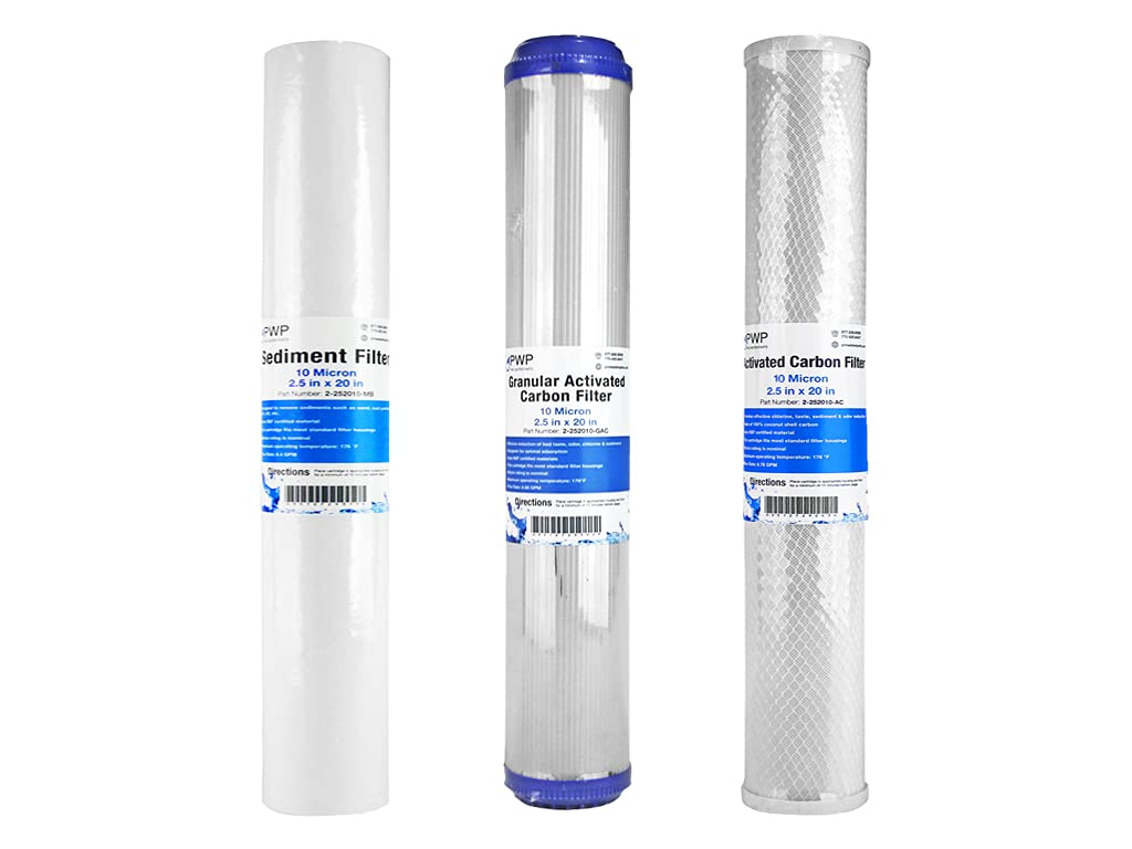 Three Stage 20" Filtration Kit with Sediment, GAC and Carbon Cartridges