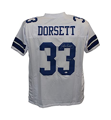 Tony Dorsett Autographed/Signed Pro Style White XL Jersey HOF BAS