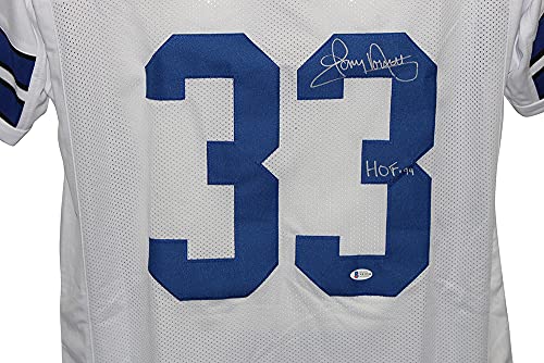 Tony Dorsett Autographed/Signed Pro Style White XL Jersey HOF BAS