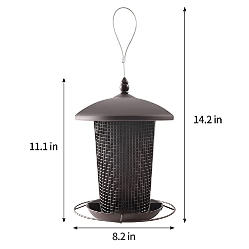 Bird Feeder Tall for Outside Hanging, Bird Seed for Outside Wild Bird Feeders for Garden Yard Outdoor Decoration, 2 Column Design for Different Approaching, Brown