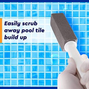 [4 Pack] Pool Pumice Stone for Cleaning Tiles and Hard Water Stains - Pool Stain Eraser with Handle for Easy Use - Pumice Stone for Pool Tile Cleaning - Pool Tile Cleaner for Calcium Build Up