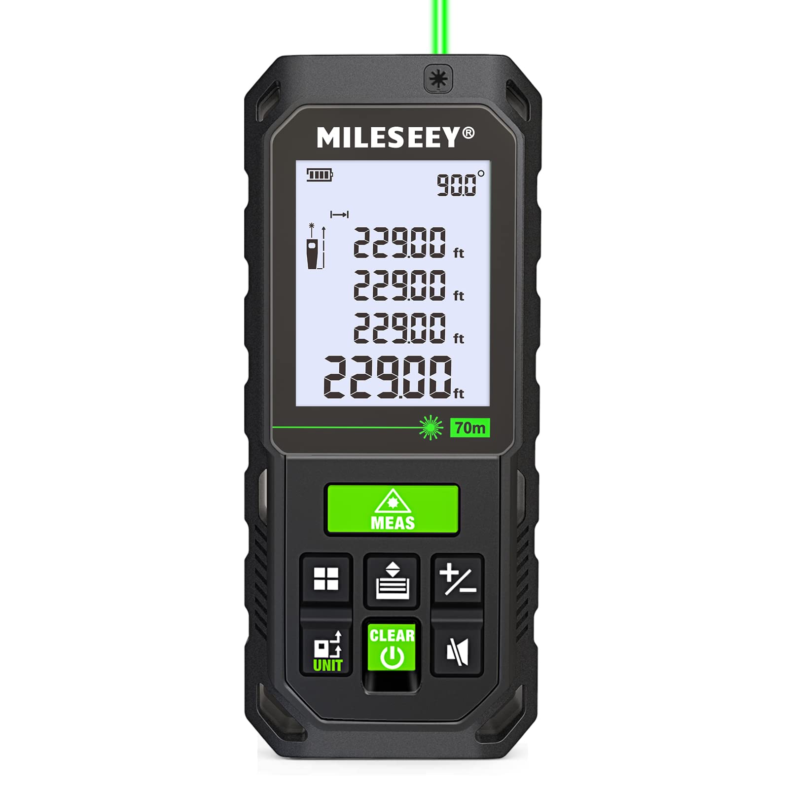 Mileseey S8GA Laser Measure Green Beam 230 ft, Laser Tape Measure with Angle Sensor IP65, Pythagorean, Distance, Area, Volume Measuring, ±1/16in Accuracy, Laser Measurement Tool