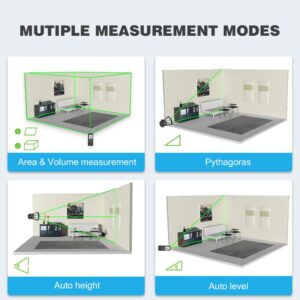 Mileseey S8GA Laser Measure Green Beam 230 ft, Laser Tape Measure with Angle Sensor IP65, Pythagorean, Distance, Area, Volume Measuring, ±1/16in Accuracy, Laser Measurement Tool