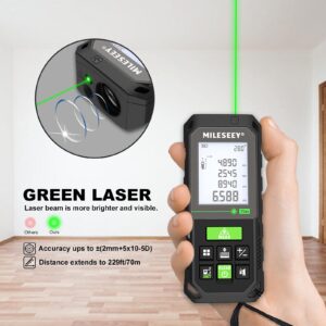 Mileseey S8GA Laser Measure Green Beam 230 ft, Laser Tape Measure with Angle Sensor IP65, Pythagorean, Distance, Area, Volume Measuring, ±1/16in Accuracy, Laser Measurement Tool