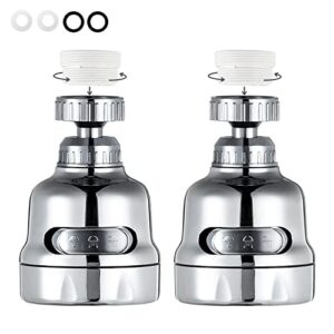 faucet sprayer attachment, 360 degree rotating faucet aerator accessories, 3 mode adjustable kitchen sink tap head water saving extend nozzle chrome plated,(pack of 2)