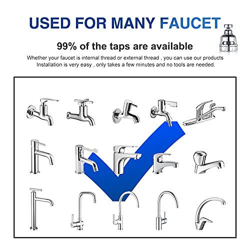 Faucet Sprayer Attachment, 360 Degree Rotating Faucet Aerator Accessories, 3 Mode Adjustable Kitchen Sink Tap Head Water Saving Extend Nozzle Chrome Plated,(Pack of 2)