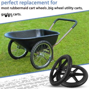 20x1.95" Flat Free Wheels Compatible with rubbermaid Wheelbarrow Wheels, 20" Flat Free Tires with 5/8" Bearing & 3/4" Bearing Replacement for rubbermaid Cart Wheels/Big Wheel Utility Carts-2PCS