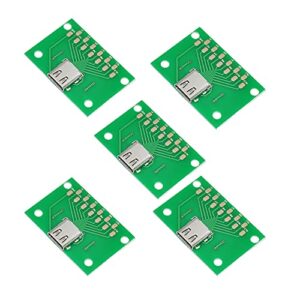wlgq usb3.1 type-c test female header, test board usb-c pcb board adapter, with fixing holes, soldering point distance 4mm，a pack of 5pcs