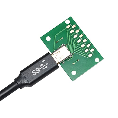 WLGQ USB3.1 Type-C Test Female Header, Test Board USB-C PCB Board Adapter, with Fixing Holes, Soldering Point Distance 4mm，A Pack of 5pcs