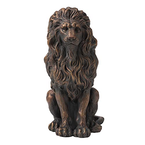 glitzhome Magnesium Oxide, Fibre Glass GH20387 Guardian Standing Lion Outdoor Statue, Bronze