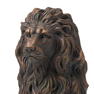 glitzhome Magnesium Oxide, Fibre Glass GH20387 Guardian Standing Lion Outdoor Statue, Bronze