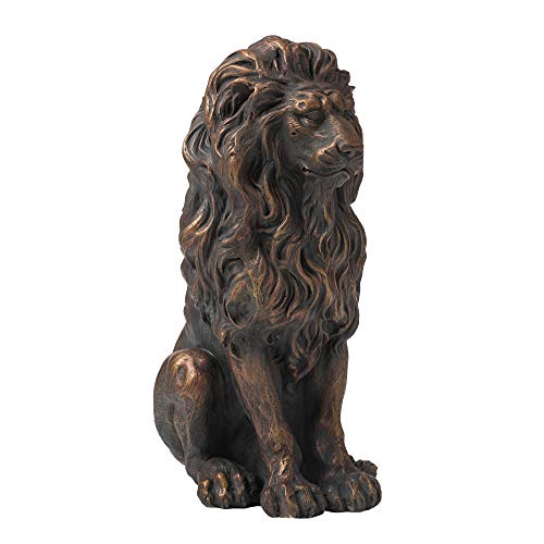 glitzhome Magnesium Oxide, Fibre Glass GH20387 Guardian Standing Lion Outdoor Statue, Bronze