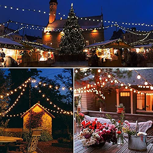 Pallerina 25FT G40 Outdoor String Lights with 27 Globe Clear Bulbs(2 Spare) Patio String Lights Outdoor Waterproof for Party Wedding Garden Commercial Decoration, 5 Watt Bulbs E12 Base- White Wire