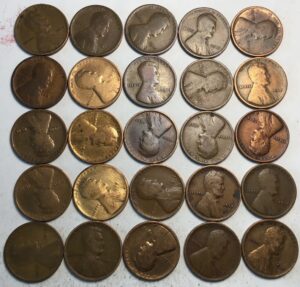 1915 p lincoln wheat cent penny half roll (25) coins penny seller good