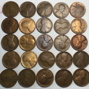 1915 P Lincoln Wheat Cent Penny Half Roll (25) Coins Penny Seller Good