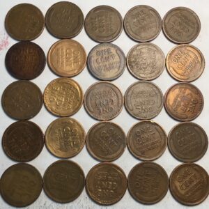 1915 P Lincoln Wheat Cent Penny Half Roll (25) Coins Penny Seller Good