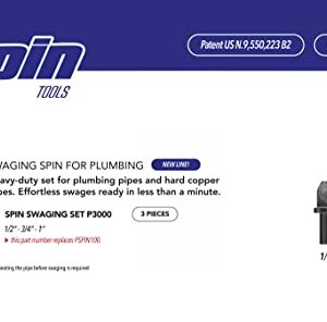 Spin P3000 3-Piece Drill Bit Swaging Set for Plumbing, 1/2, 3/4, 1-Inch
