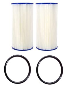 cfs - 2 pack pleated high flow water filter cartridges and 2 o-rings compatible with ao-wh-prel-rp, hdx hdx4pf4 models - remove bad taste & odor – whole house replacement water filter cartridge