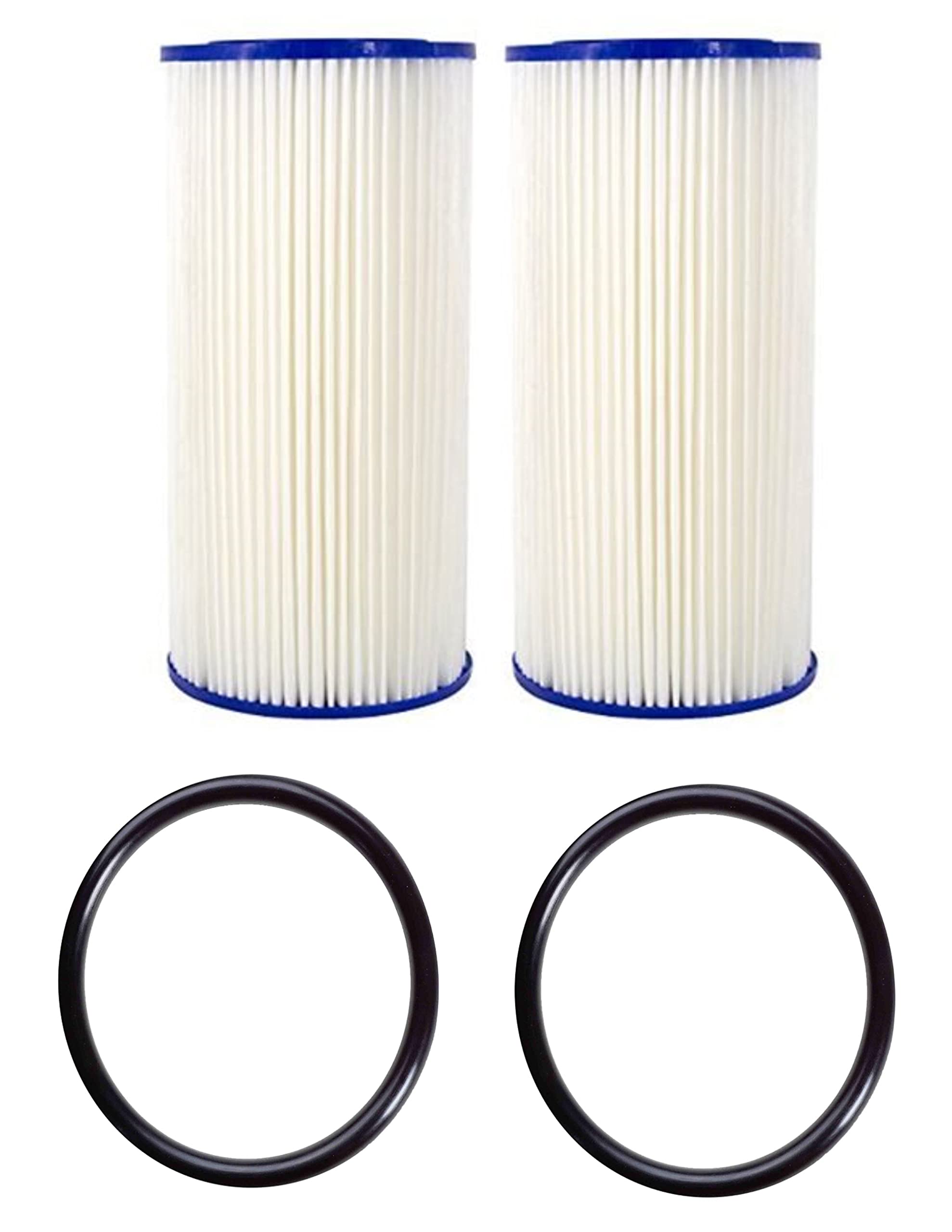 CFS - 2 Pack Pleated High Flow Water Filter Cartridges And 2 O-Rings Compatible with AO-WH-PREL-RP, HDX HDX4PF4 Models - Remove Bad Taste & Odor – Whole House Replacement Water Filter Cartridge